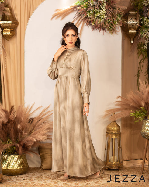 Satin Long Dress Long Sleeves 59292